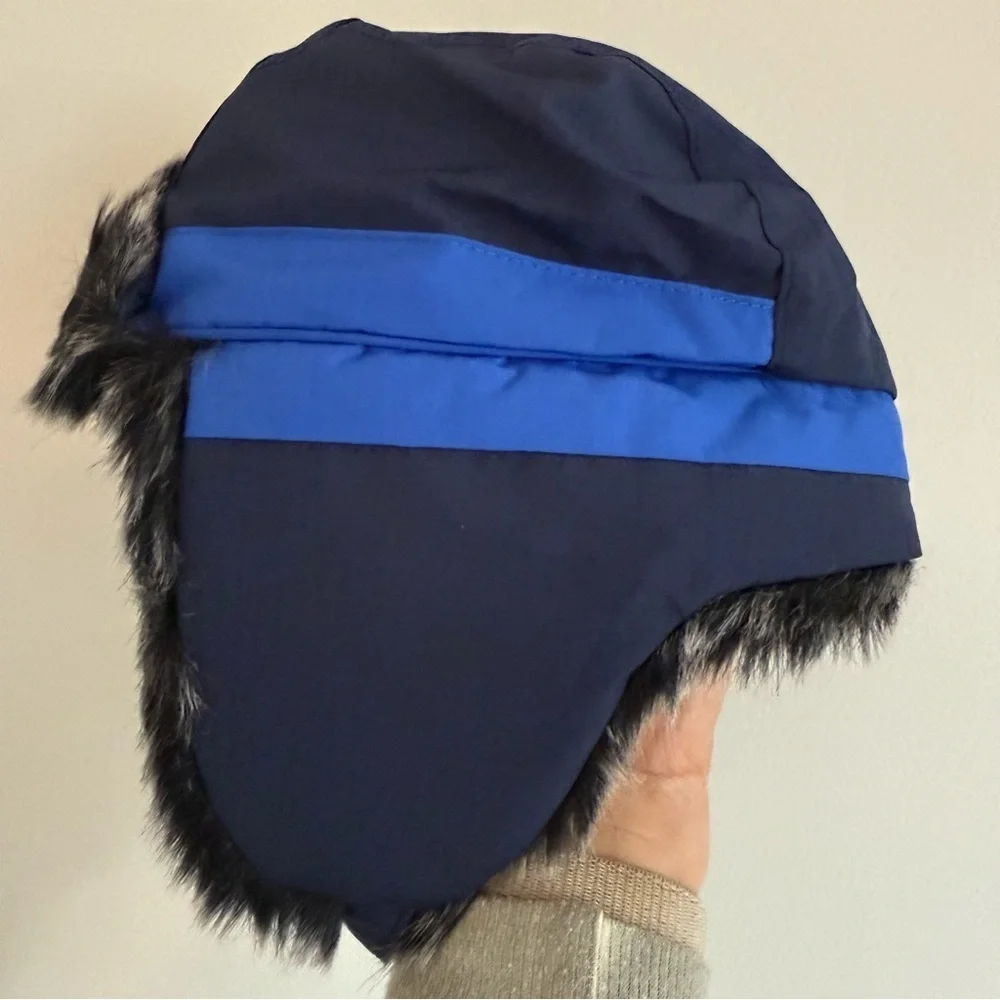 Kids Navy and Black Fur-Lined Hat